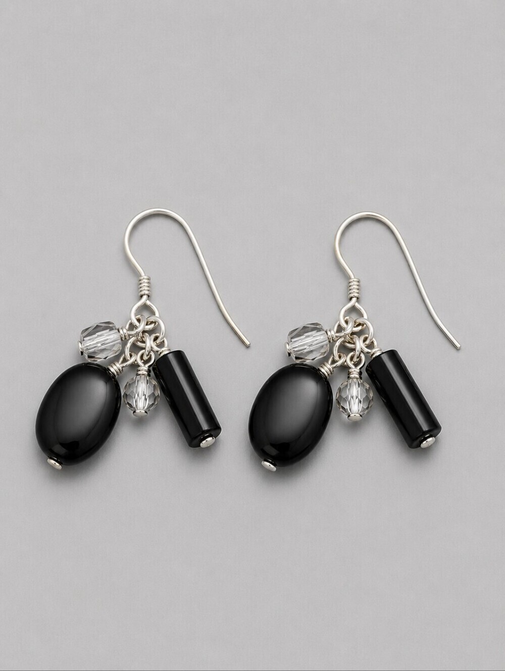 3/$30 HANDMADE Black Beaded Cluster Dangle Hook Earrings